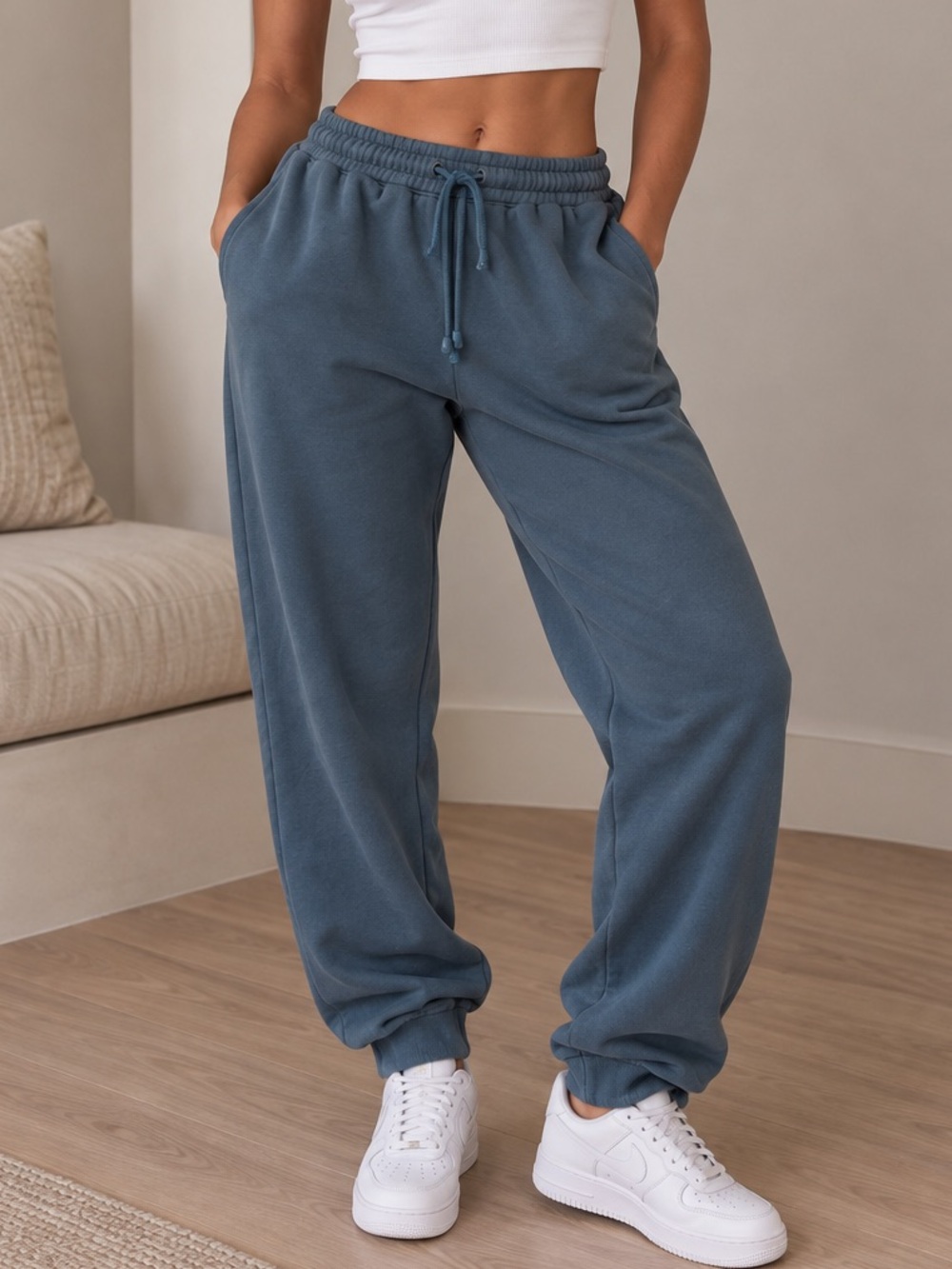 Pull&Bear Slate Blue Track Joggers